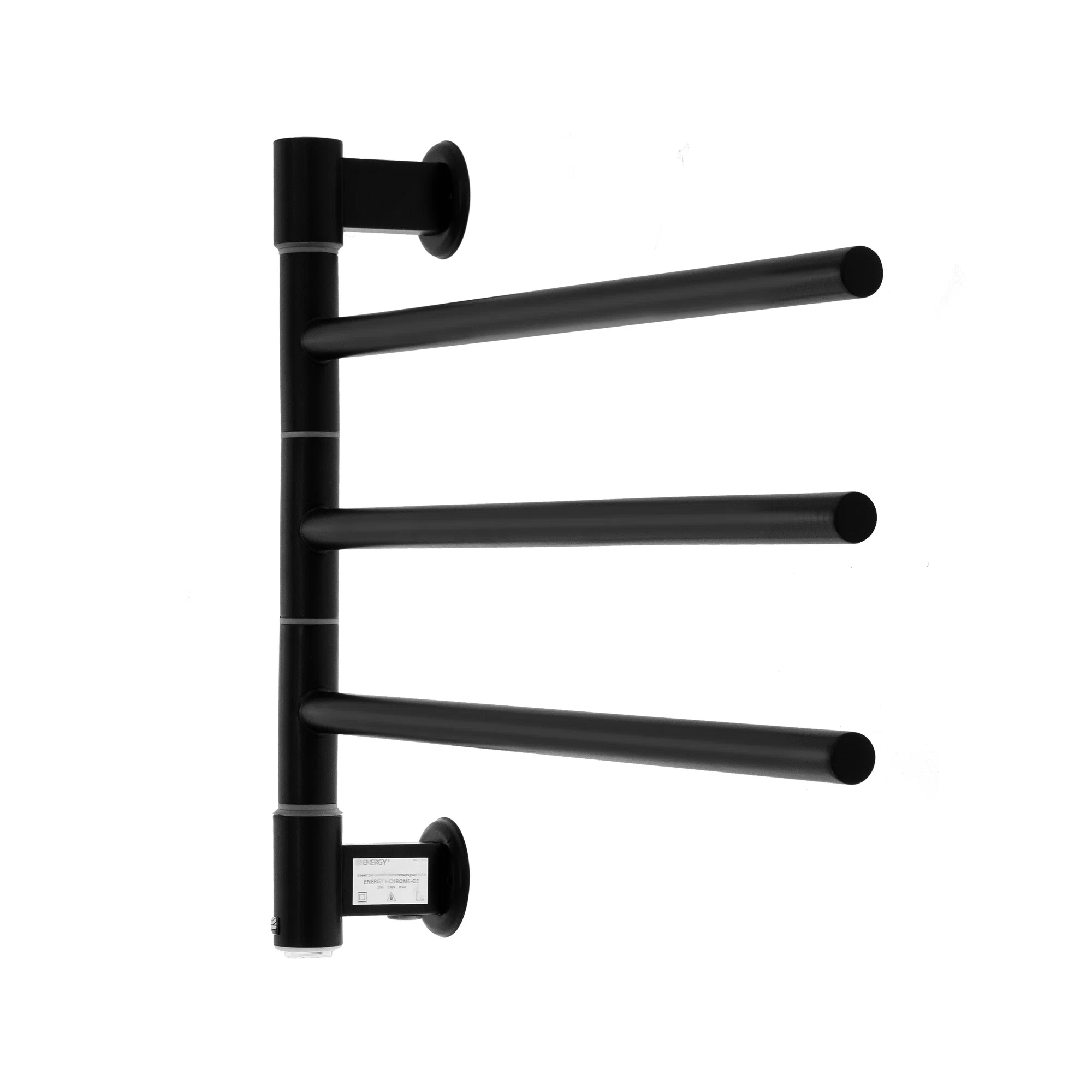 Полотенцесушитель электрический Energy I - G3 черный матовый, поворотные секции, скрытое/наружное подключение