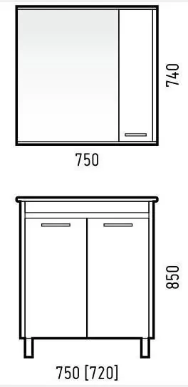 Мебель для ванной Corozo Лорена 75, комплект, напольный, лайн