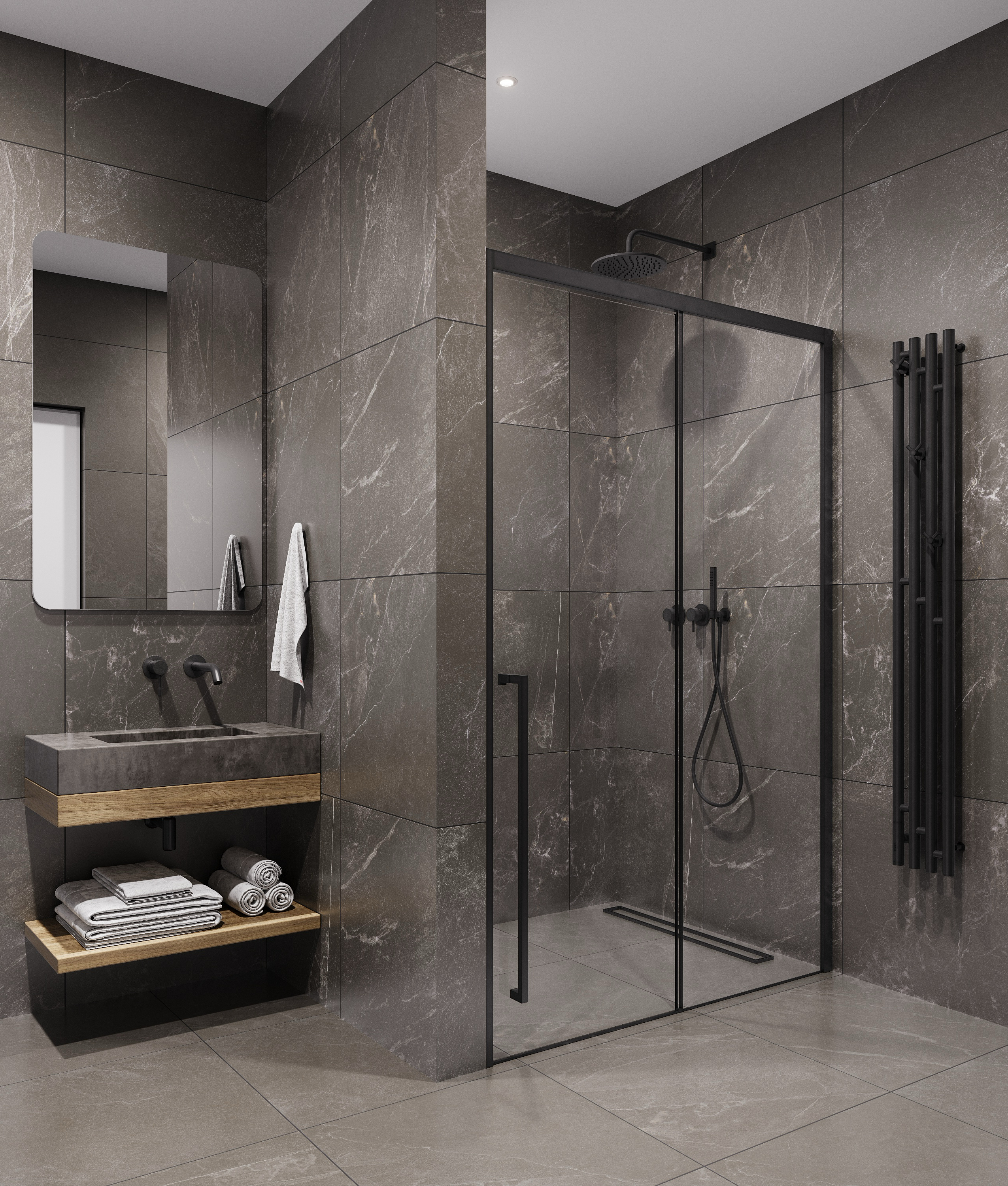 Душевая дверь Timo TDSS-120/03C-8L, 1200*2000, профиль черный, стекло прозрачное 8 мм