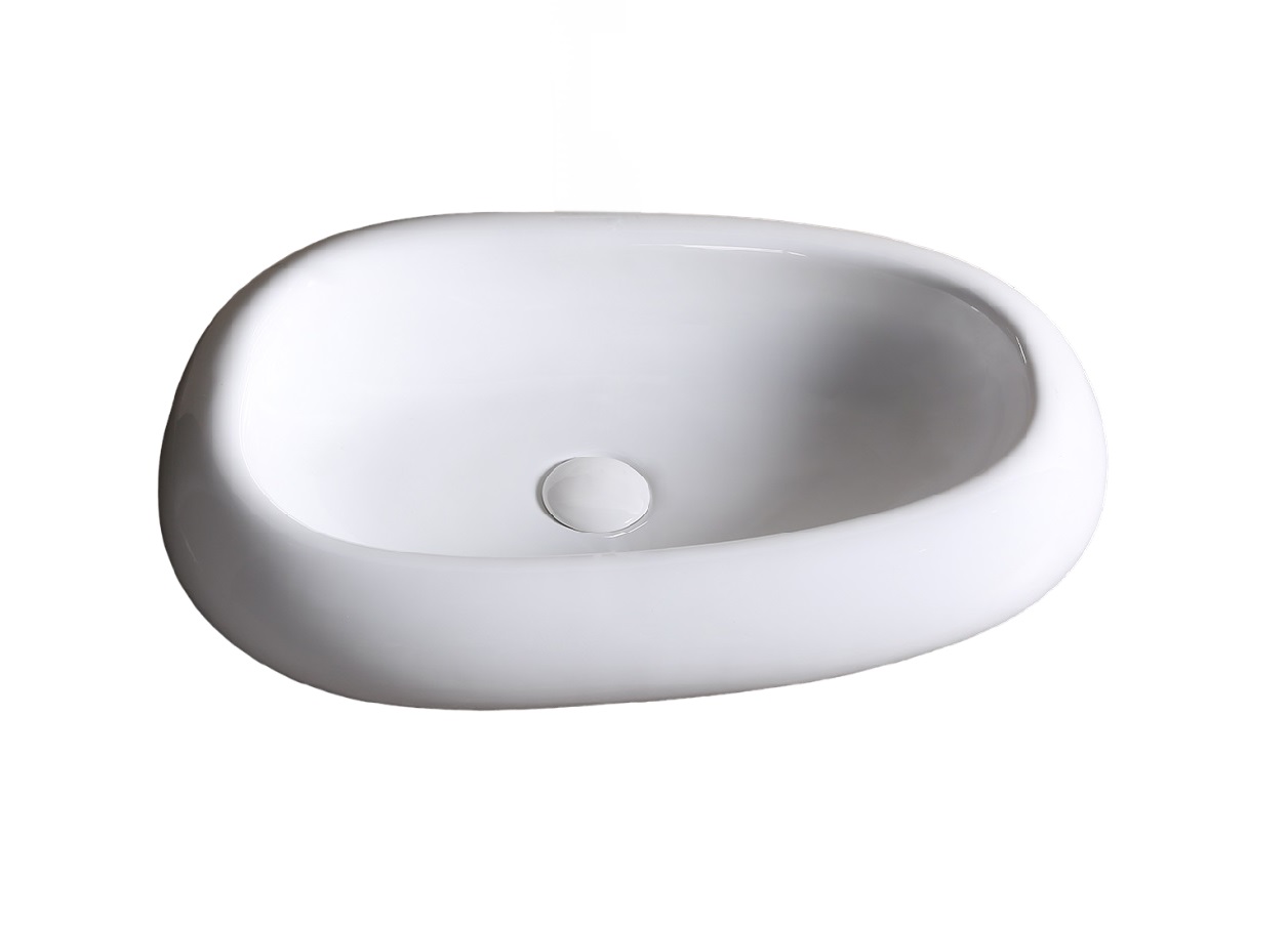 Раковина Ceruttispa CR7041B накладная, белая, асимметричная 600х400х150