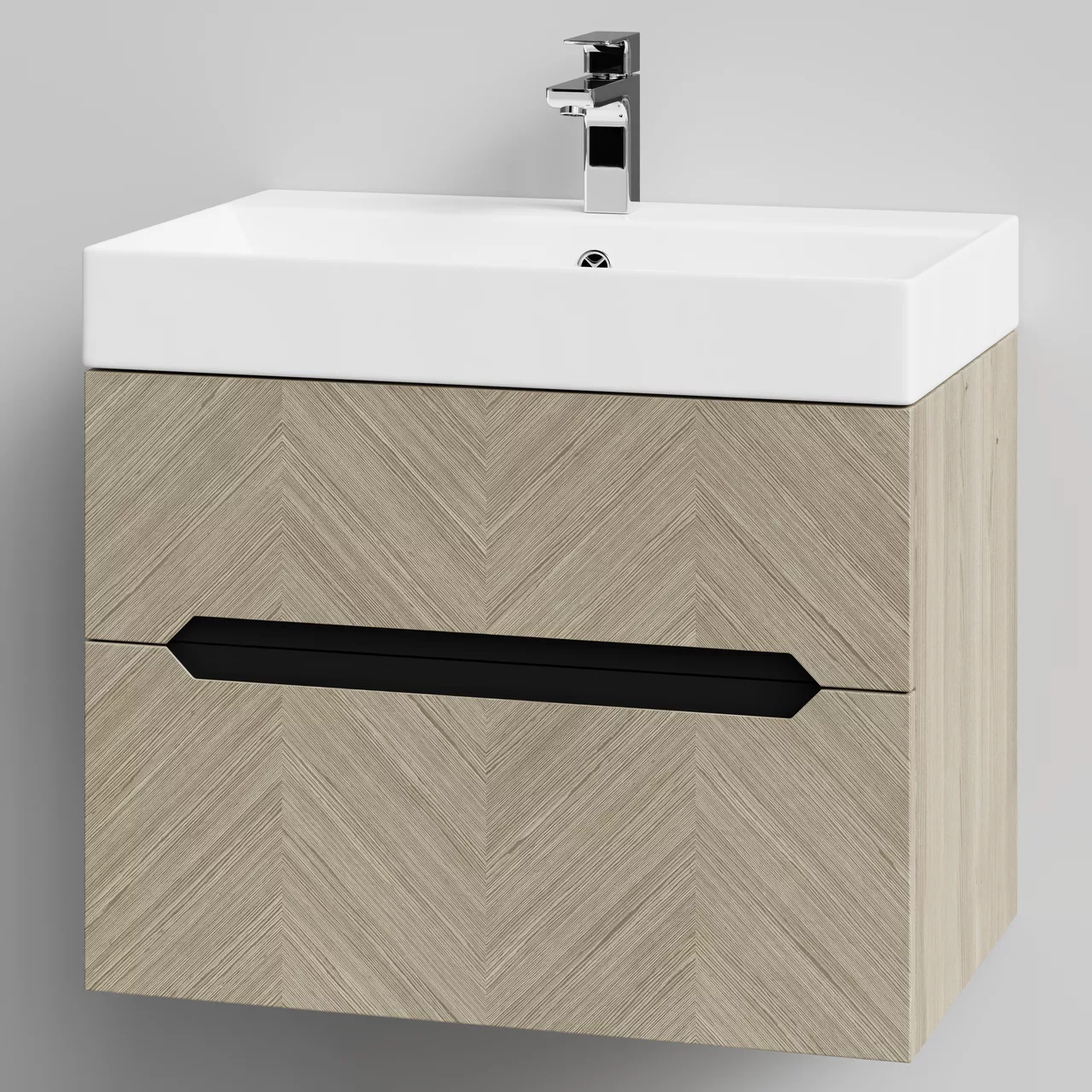 Тумба подвесная Vod-ok Элато 70 с раковиной Stance 70, дуб + 6 цветов