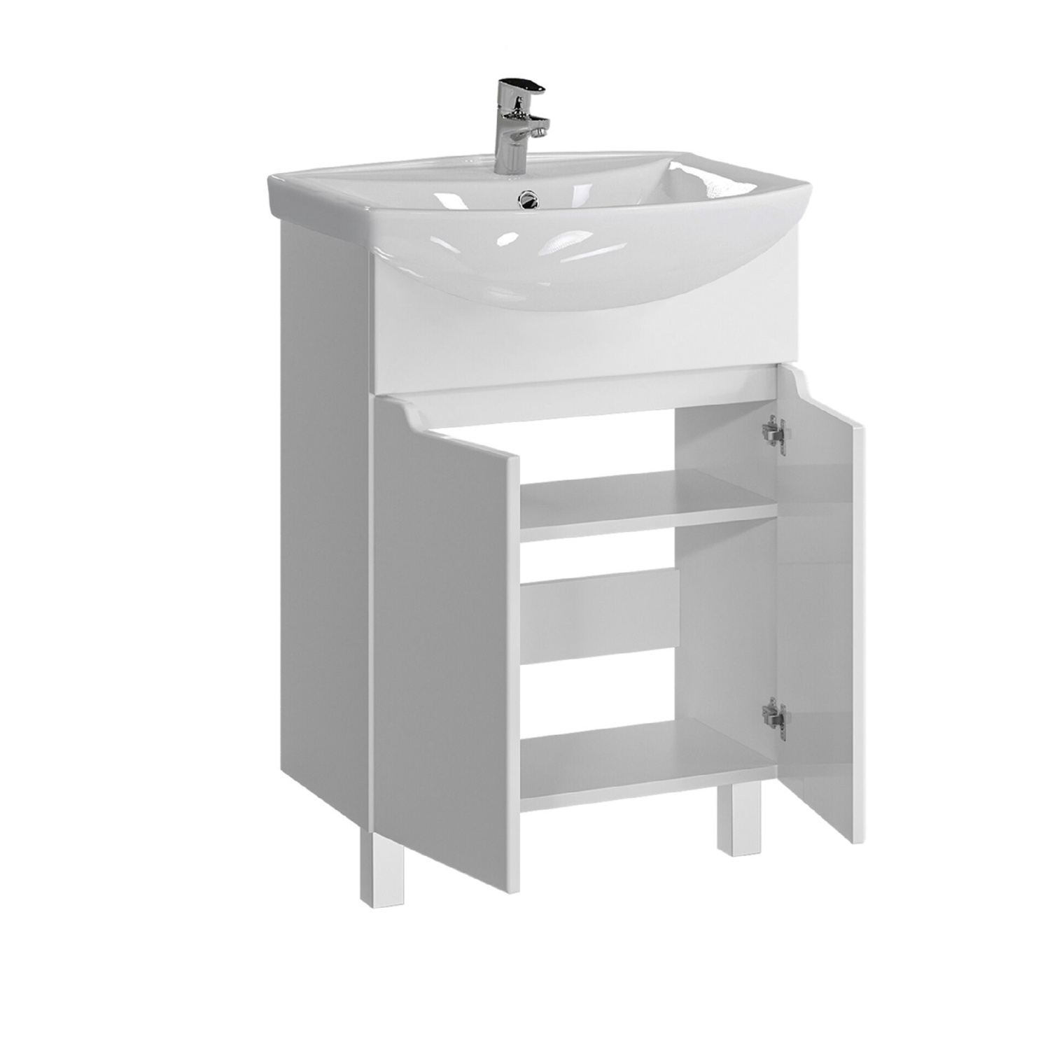 Тумба напольная SanStar Лайн 60 с раковиной Грация белая