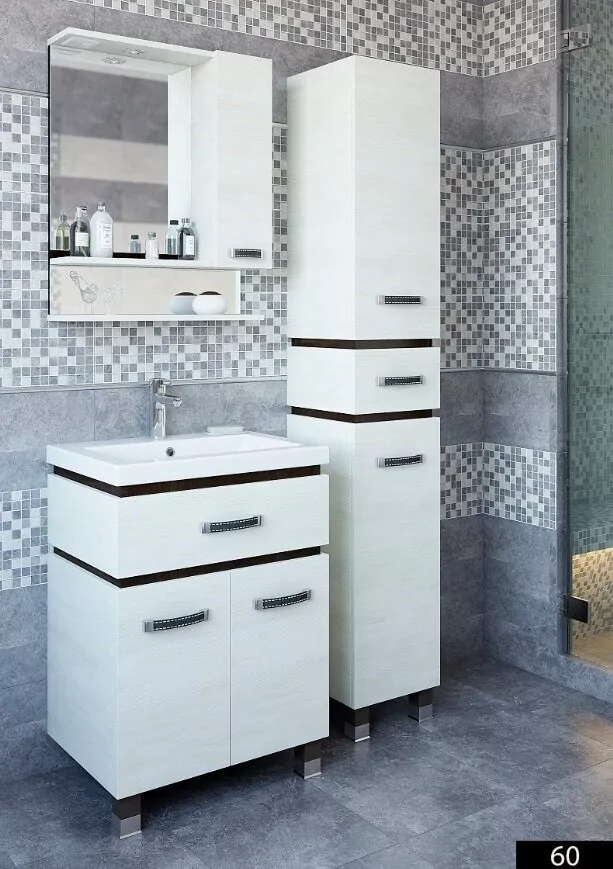 Зеркало-шкаф Sanflor Техас 60 R свет, 2 полки, северное дерево светлое