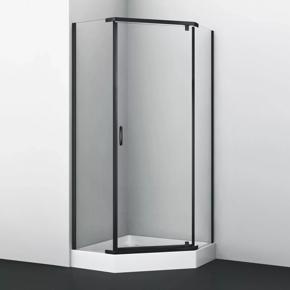 Душевой уголок WasserKraft Wiese 84P11 90х90 пятиугольный, без поддона, прозрачное стекло, черный от магазина Vanna-Vanna.ru!