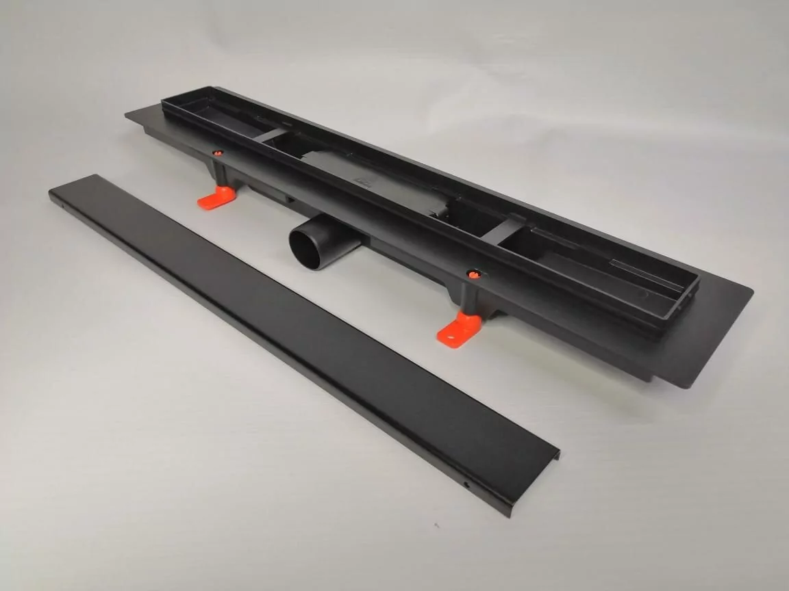 Душевой лоток MCH Veconi Klasik/Floor Black 350 с решеткой под плитку, черный