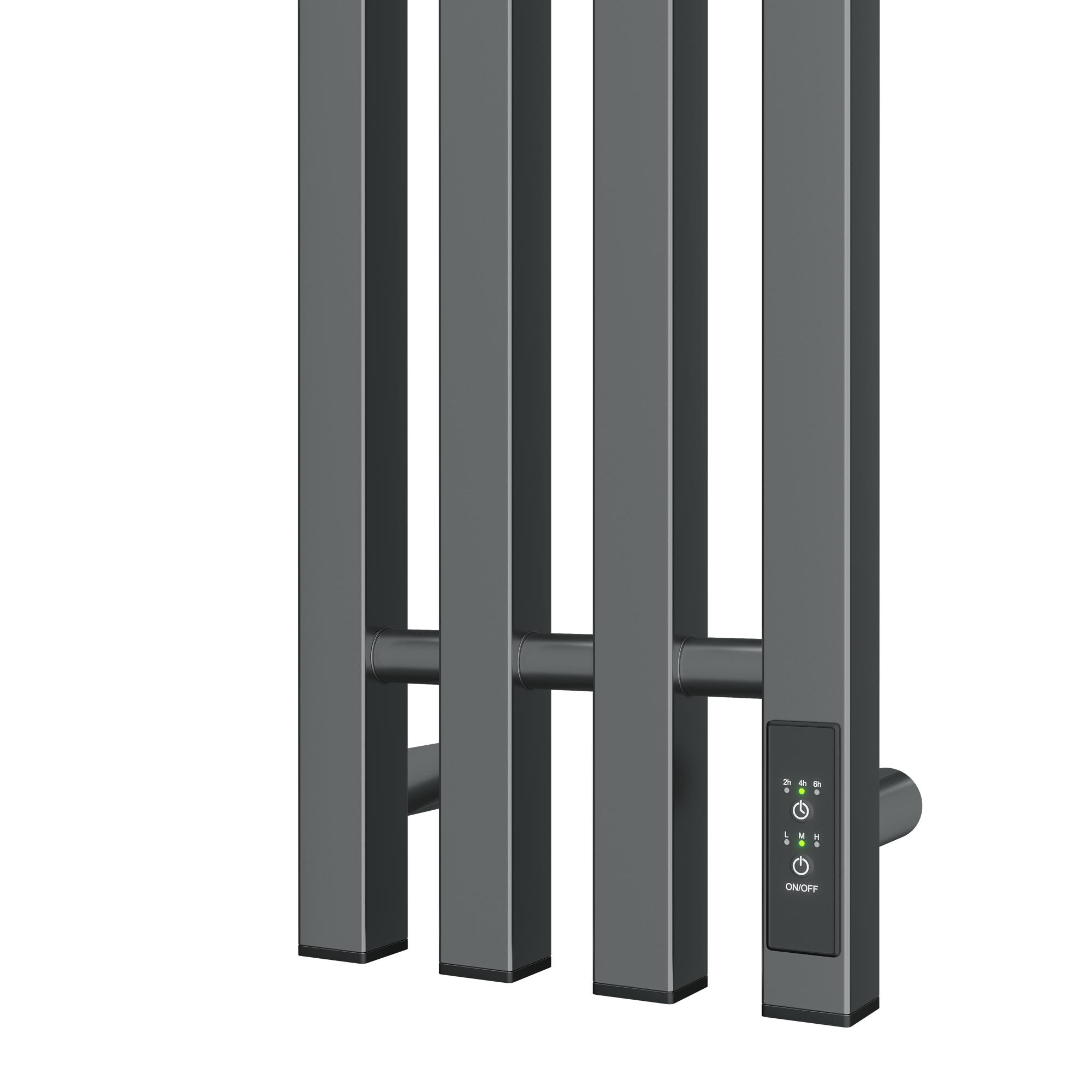 Полотенцесушитель электрический APEXTERMO Sirius SR10123GF 1200x180 с крючками, графит металлик