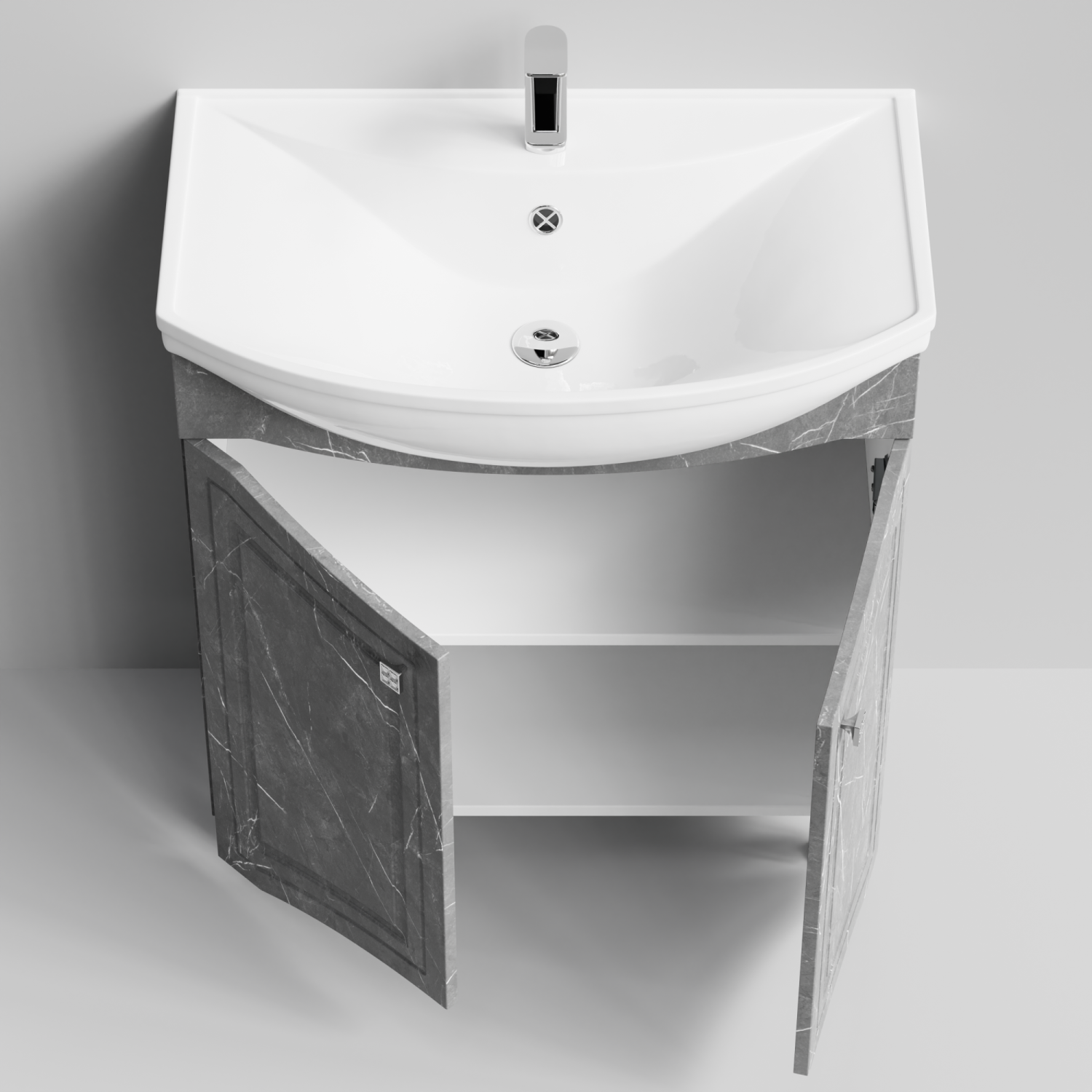 Тумба с раковиной Адам 75 напольная, Мрамор Серый софт тач