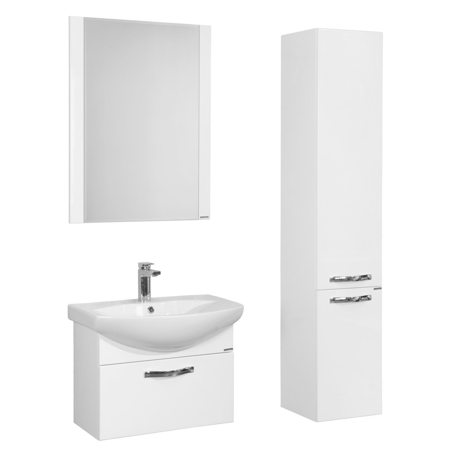 Тумба подвесная Aquaton Ария 65 с раковиной Смайл 65, 1 ящик, белый