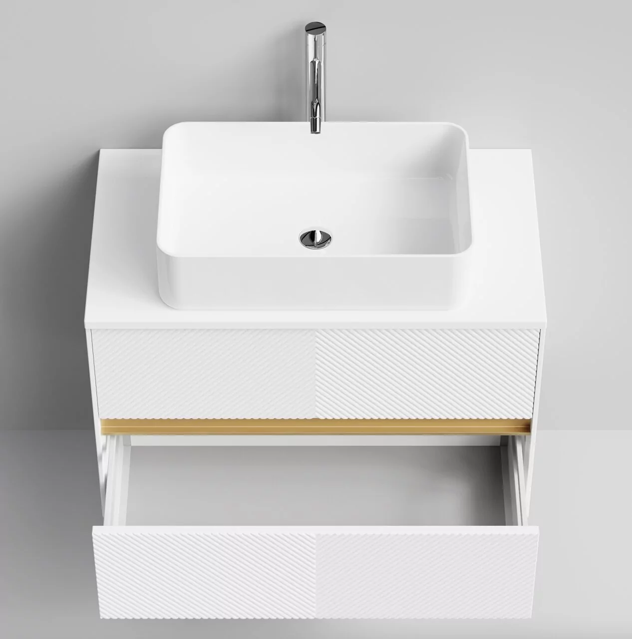 Тумба подвесная Vod-ok Аурум 80 с раковиной Олимпия 560, белый + 7 цветов