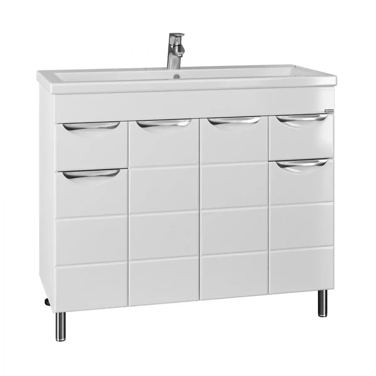 Тумба напольная Санта Родос 100 с раковиной Фостер 100, белая