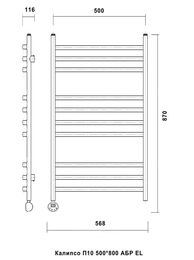 Полотенцесушитель электрический Domoterm Калипсо П10 500x800 EL левый, античная бронза