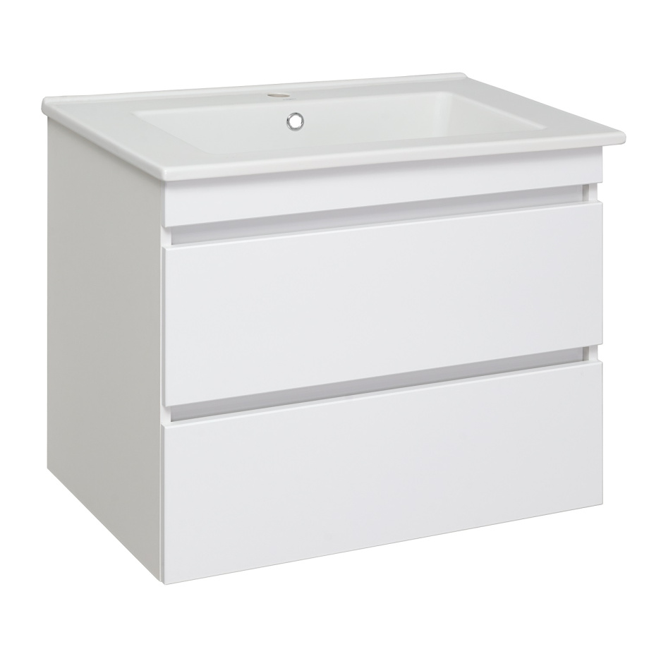 Тумба подвесная Runo Манхэттен 75 с раковиной Оскар 75, белый