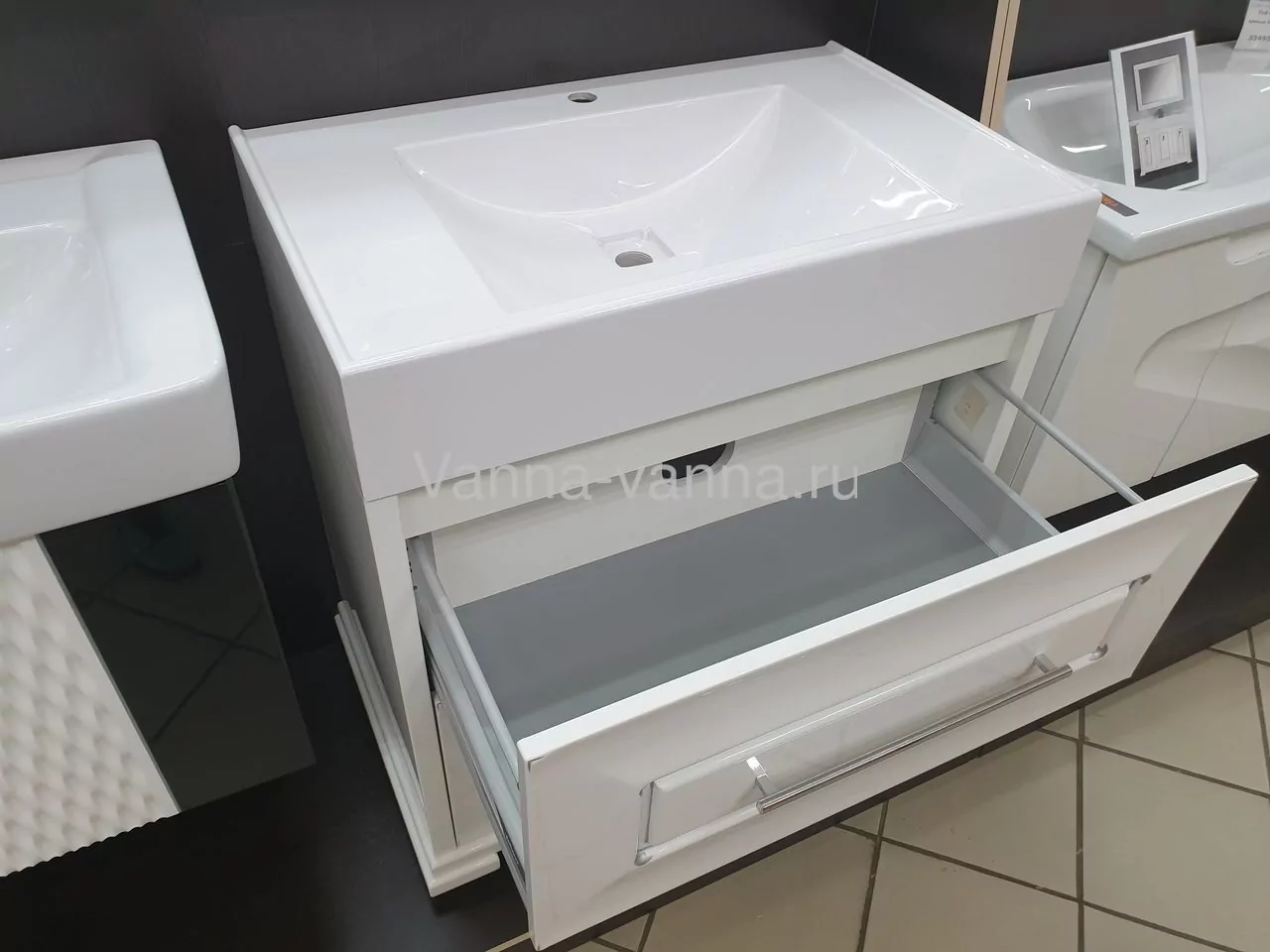 Тумба с раковиной Vod-ok Elite Риккардо 100 два ящика, белая