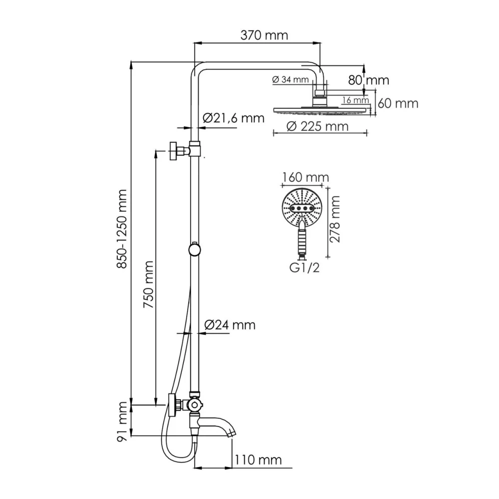 Душевая стойка WasserKraft A188.067.059.WM Thermo белый Soft-touch от магазина Vanna-Vanna.ru!