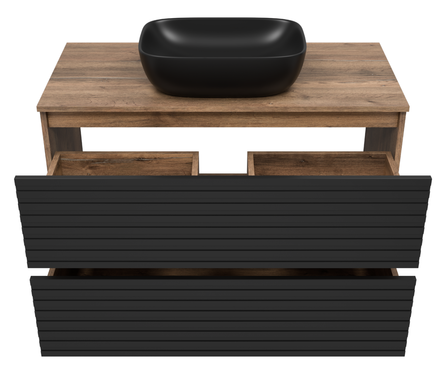 Тумба с раковиной Brevita Dakota 100 черный/дуб галифакс