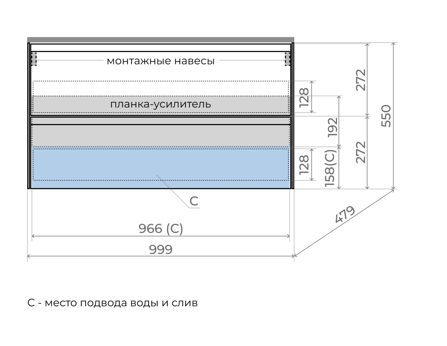 Тумба подвесная Style Line Лима 100 эмаль, с раковиной LINE 100 серый шелк, белый матовый