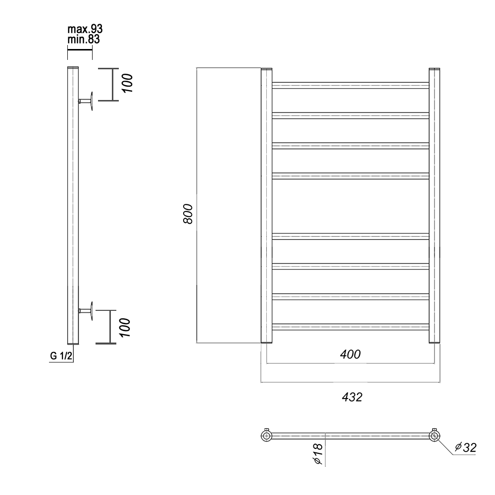 Полотенцесушитель водяной Domoterm Медея П8 400х800 хром