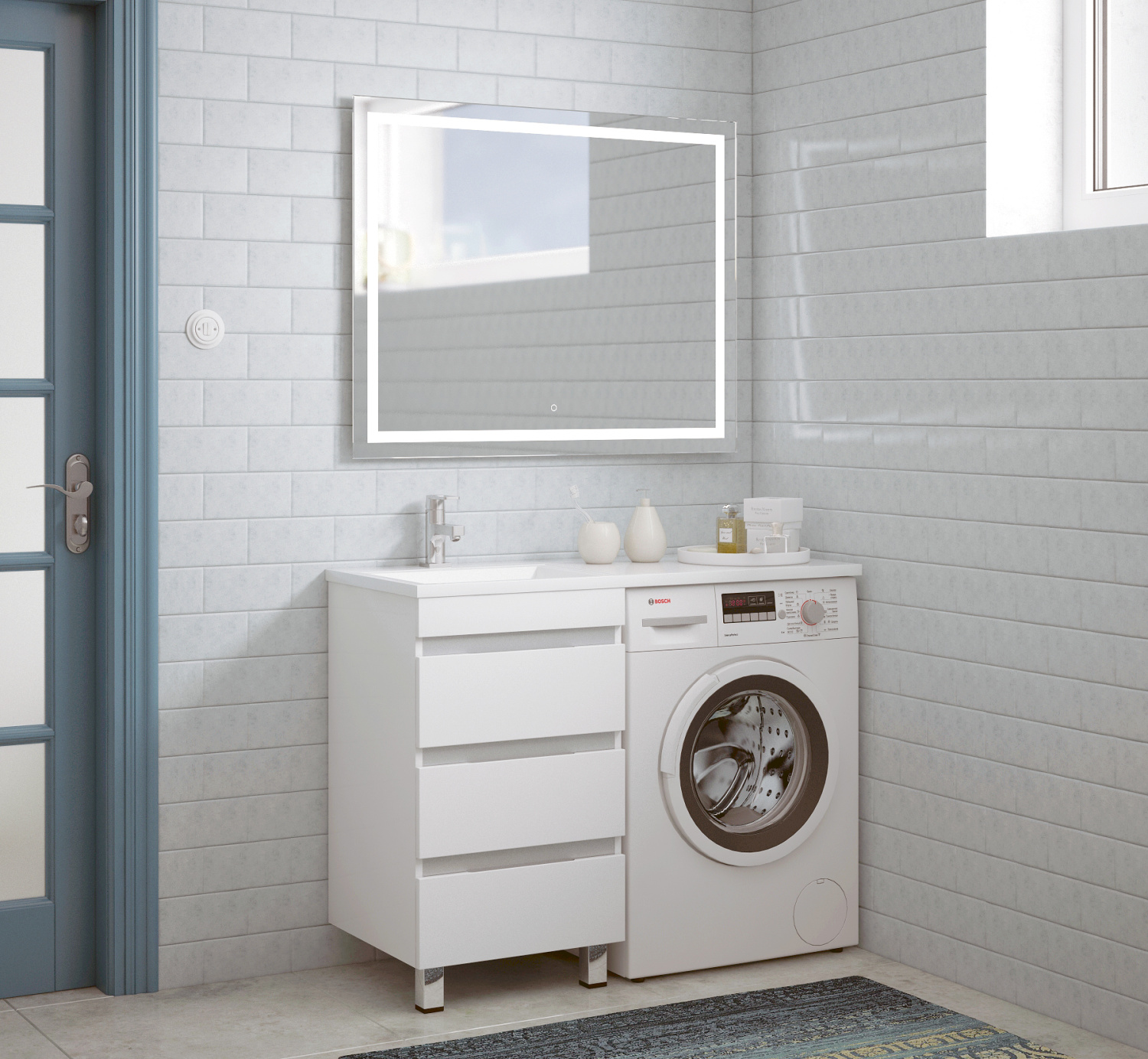 Тумба напольная Corozo Джерси 50 с раковиной Мадлен 110 белый