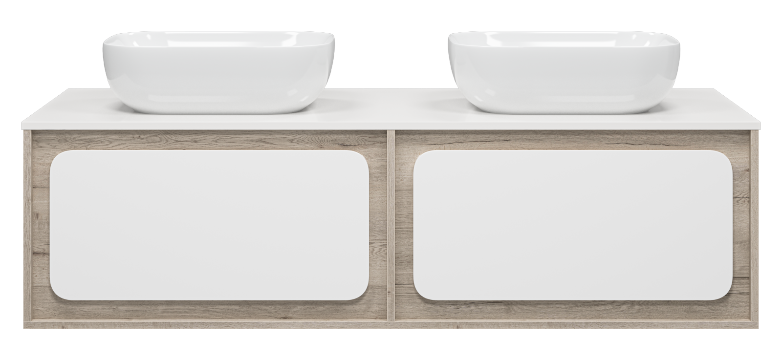 Тумба с раковиной Misty Дубль 150 подвесная, белый