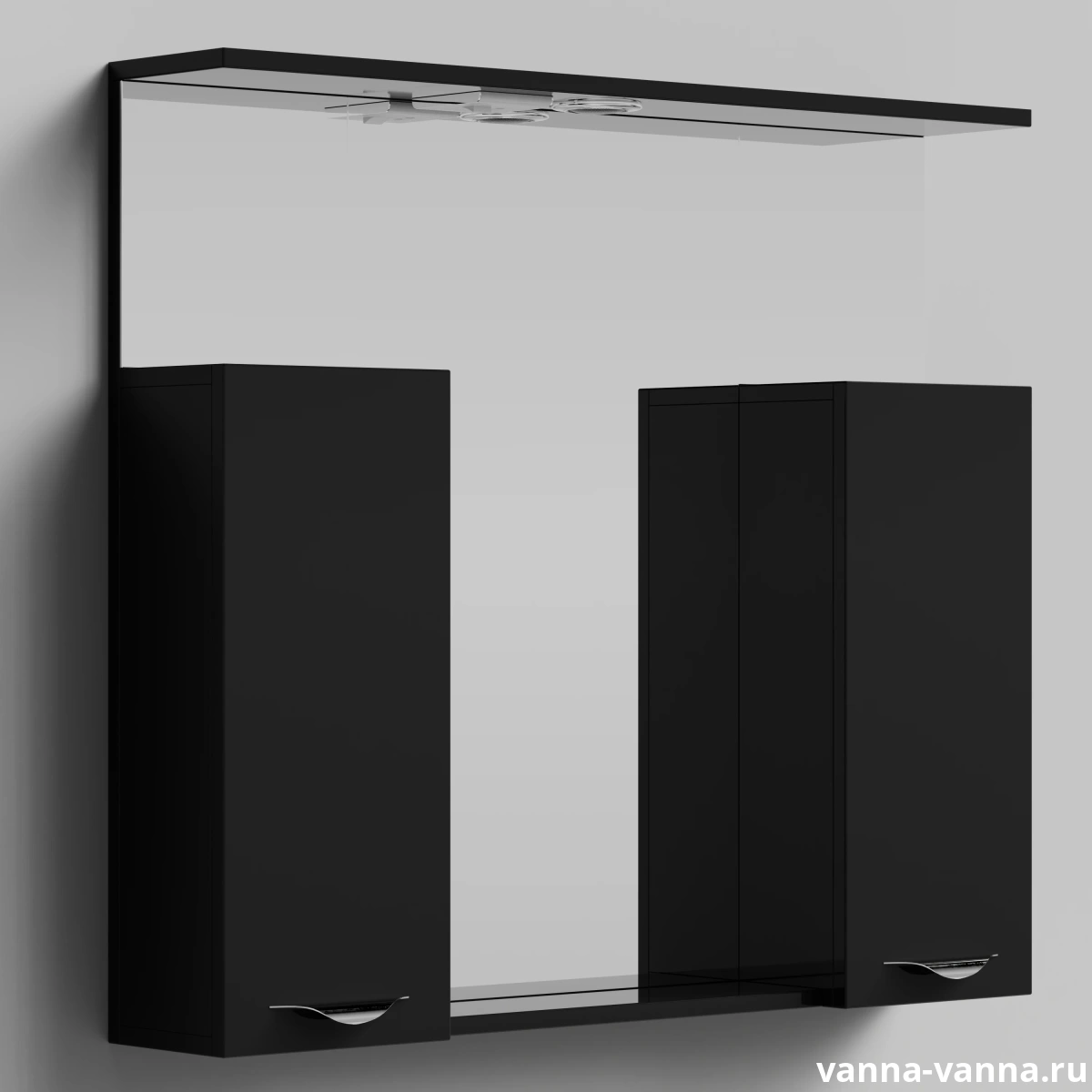 Зеркало со шкафчиком Vod-ok Марко 90, ручки Хром, черный глянец от магазина Vanna-Vanna.ru!