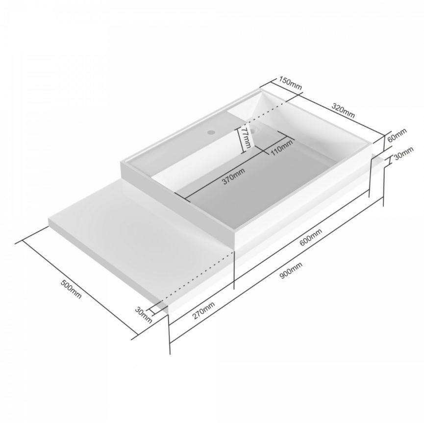 Раковина Санта Юпитер 900х500 R белая