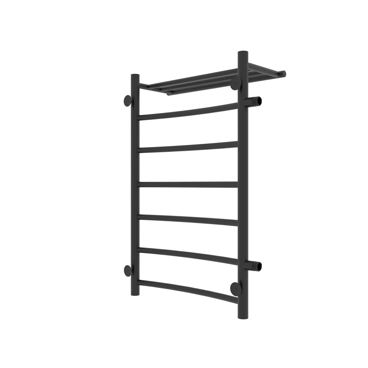 Полотенцесушитель водяной Laris Классик П7 500х800 L МЦ 500-1, боковой, с полкой, черный матовый