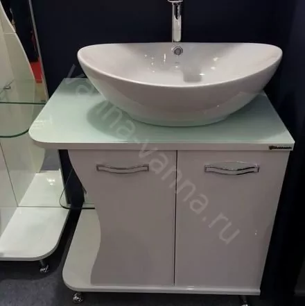 Тумба напольная с накладной раковиной Bellezza Рио 70 правая, белая