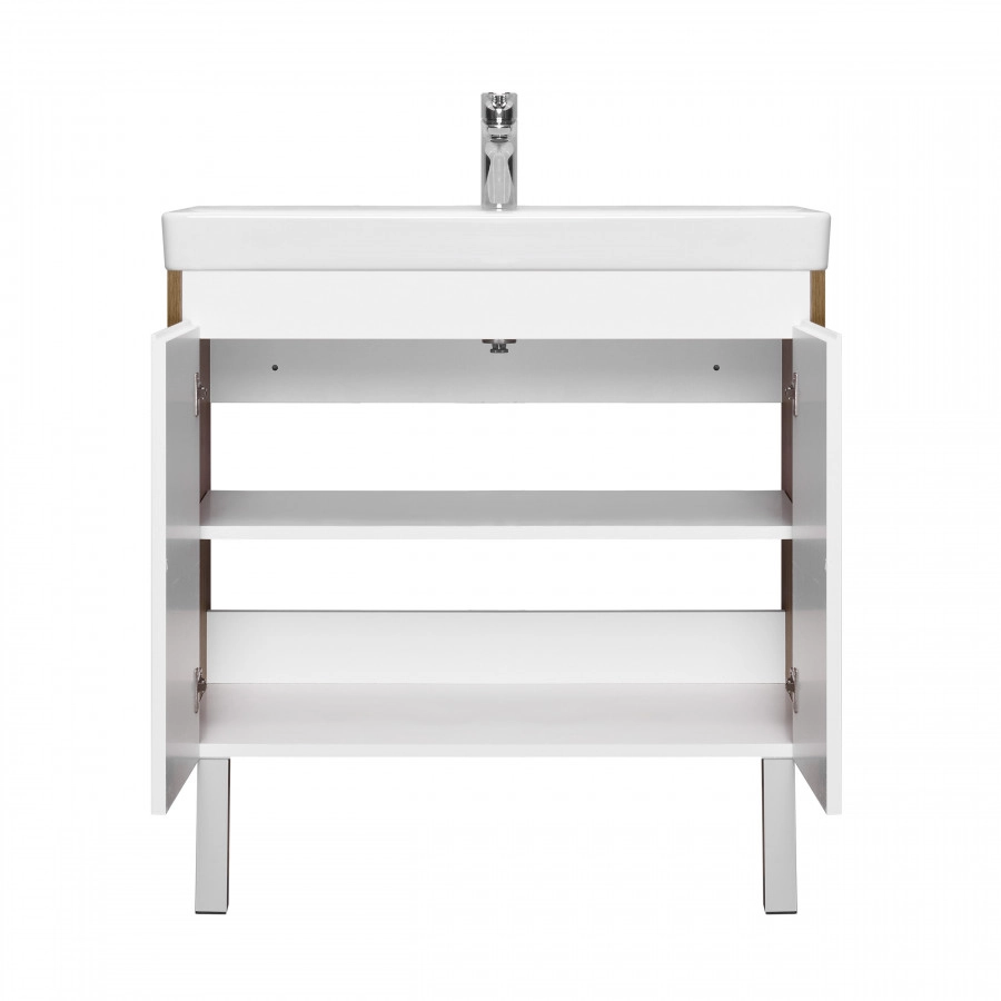 Тумба Aquaton Сканди Doors 80 с раковиной Адриана 80, 2 ящика, напольная, дуб рустикальный