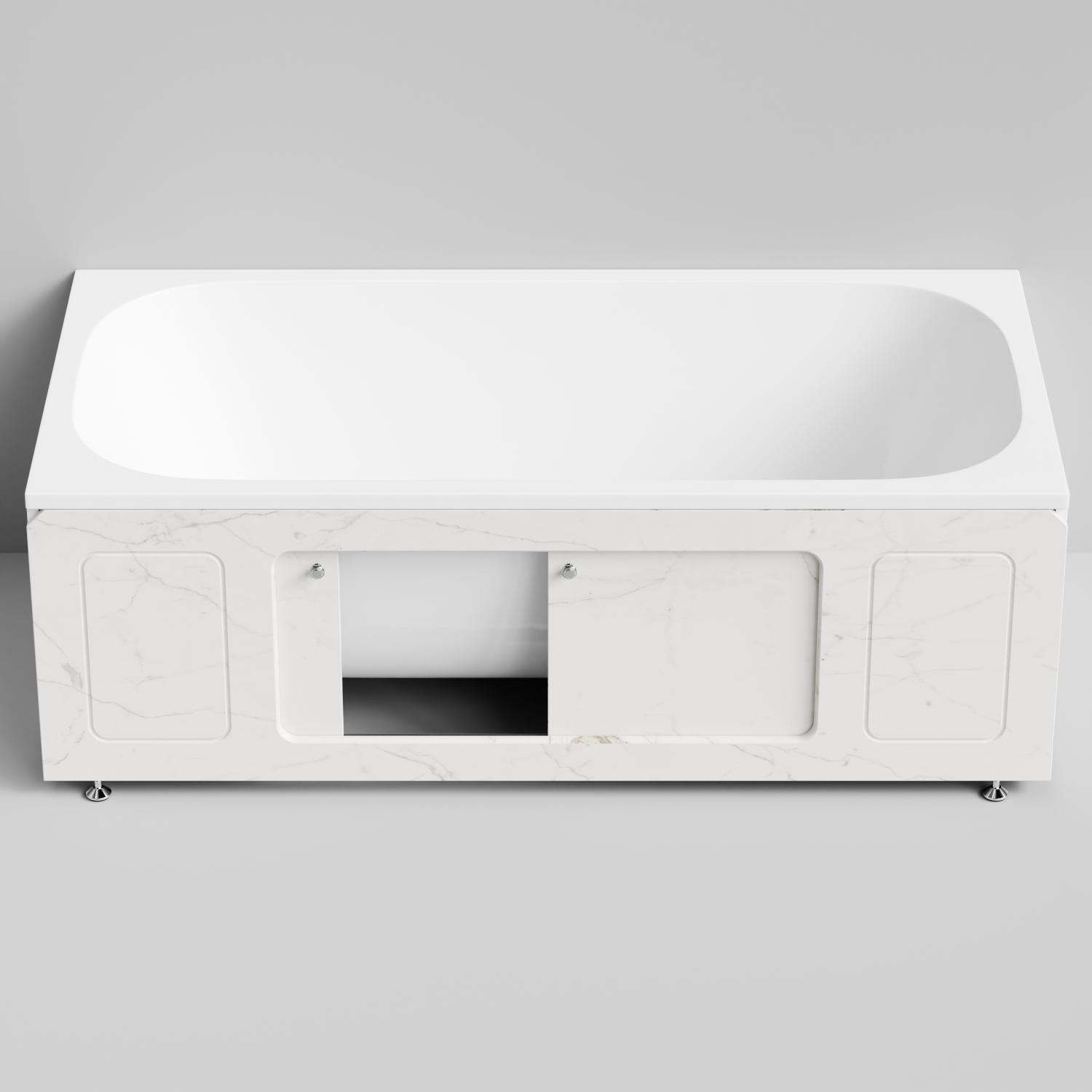 Экран под ванну Vod-ok Лидер 170 раздвижной Мрамор Белый натур милк