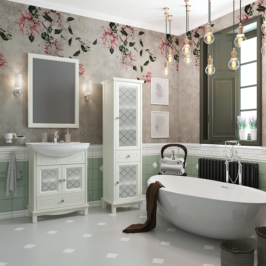 Мебель для ванной Opadiris Омега 65 комплект, напольный, слоновая кость