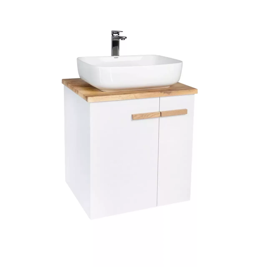 Тумба подвесная Viant Мюнхен 60 с раковиной Moduo 50, белый