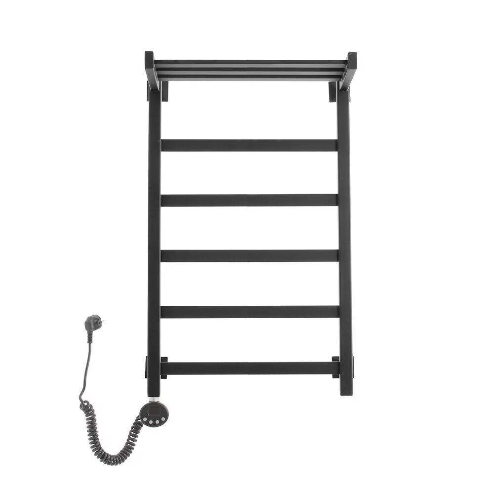 Полотенцесушитель электрический Domoterm Квадро Плюс с полкой П6 400х800 EL, черный матовый