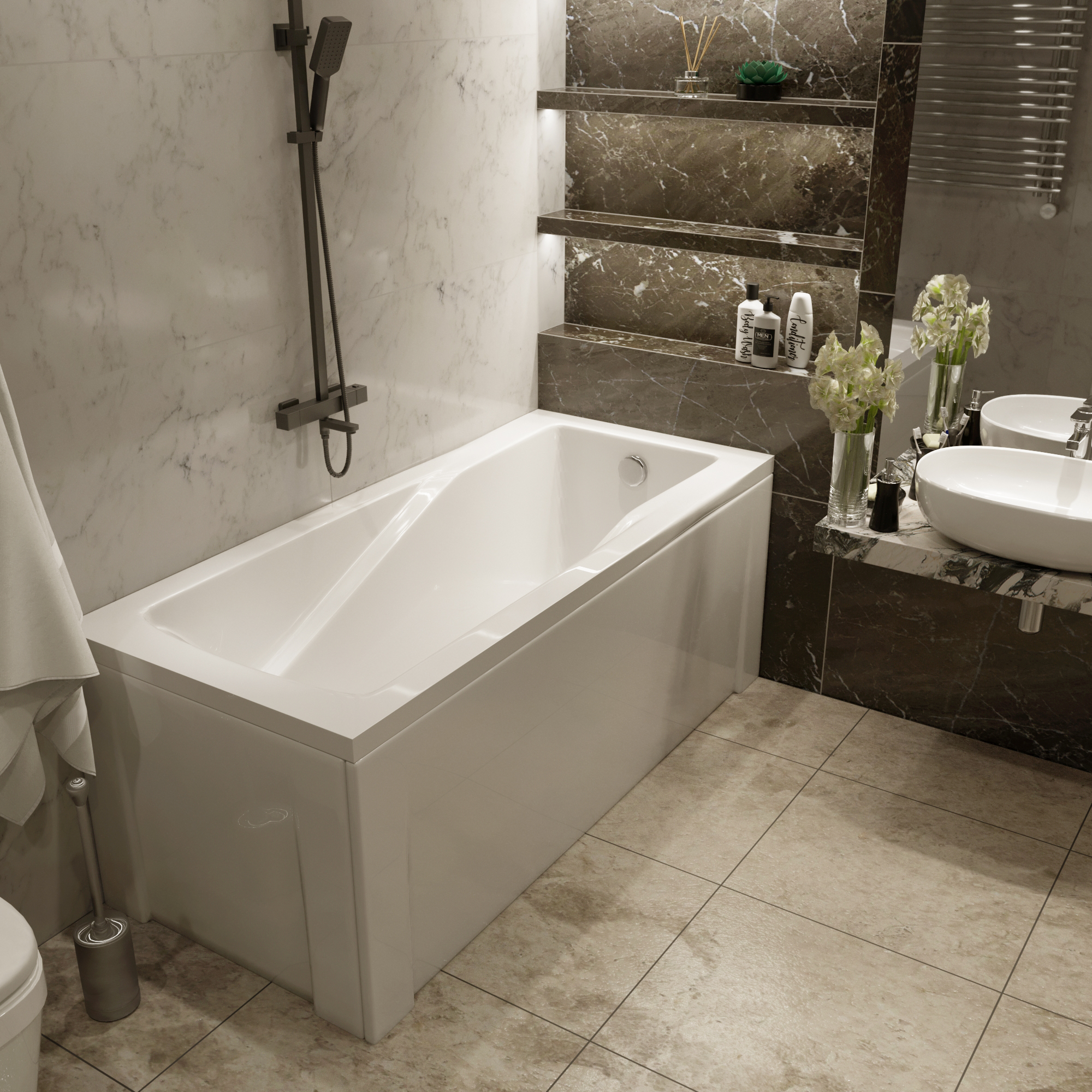 Комплект (3в1) Акриловая ванна TIMO HELLA1575 150*75*63+Каркас + Слив-перелив