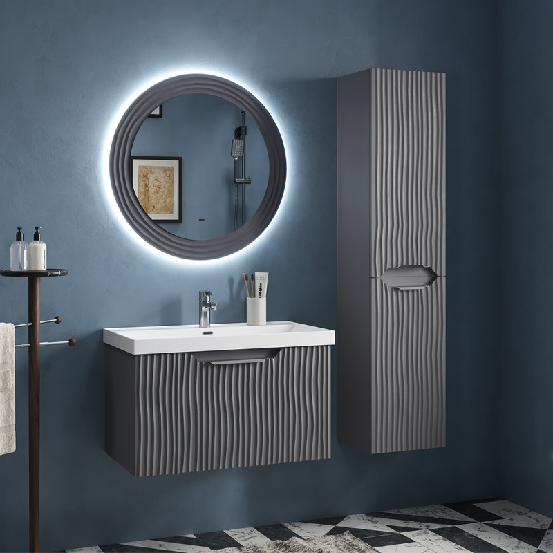 Зеркало EQUIL Mirage LED 80 с подсветкой, графит софт