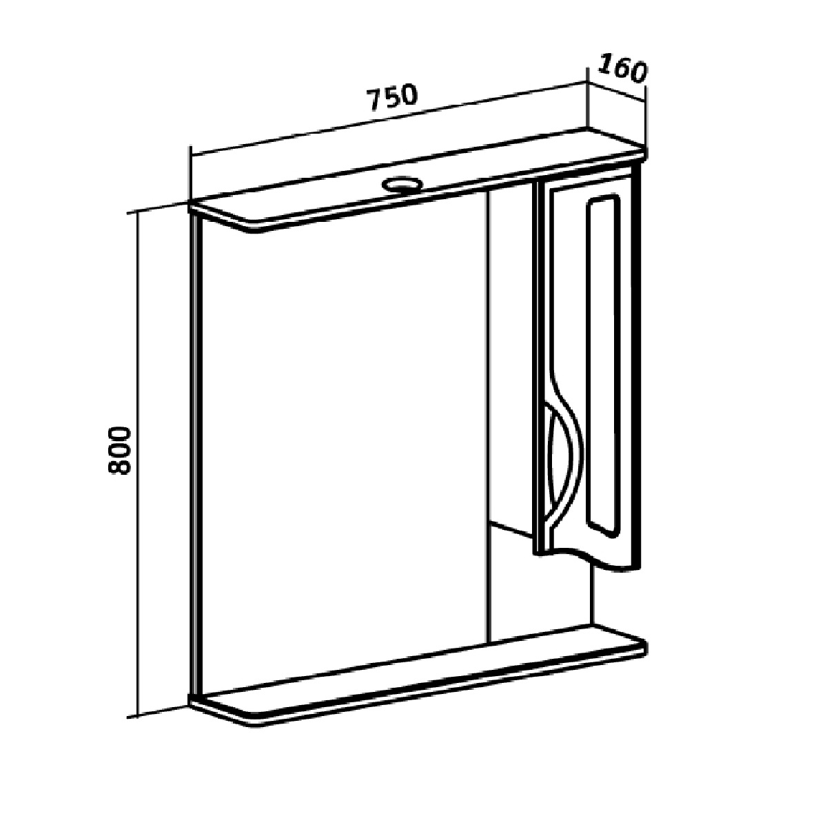 Зеркало-шкаф Runo Толедо 75 R, белый