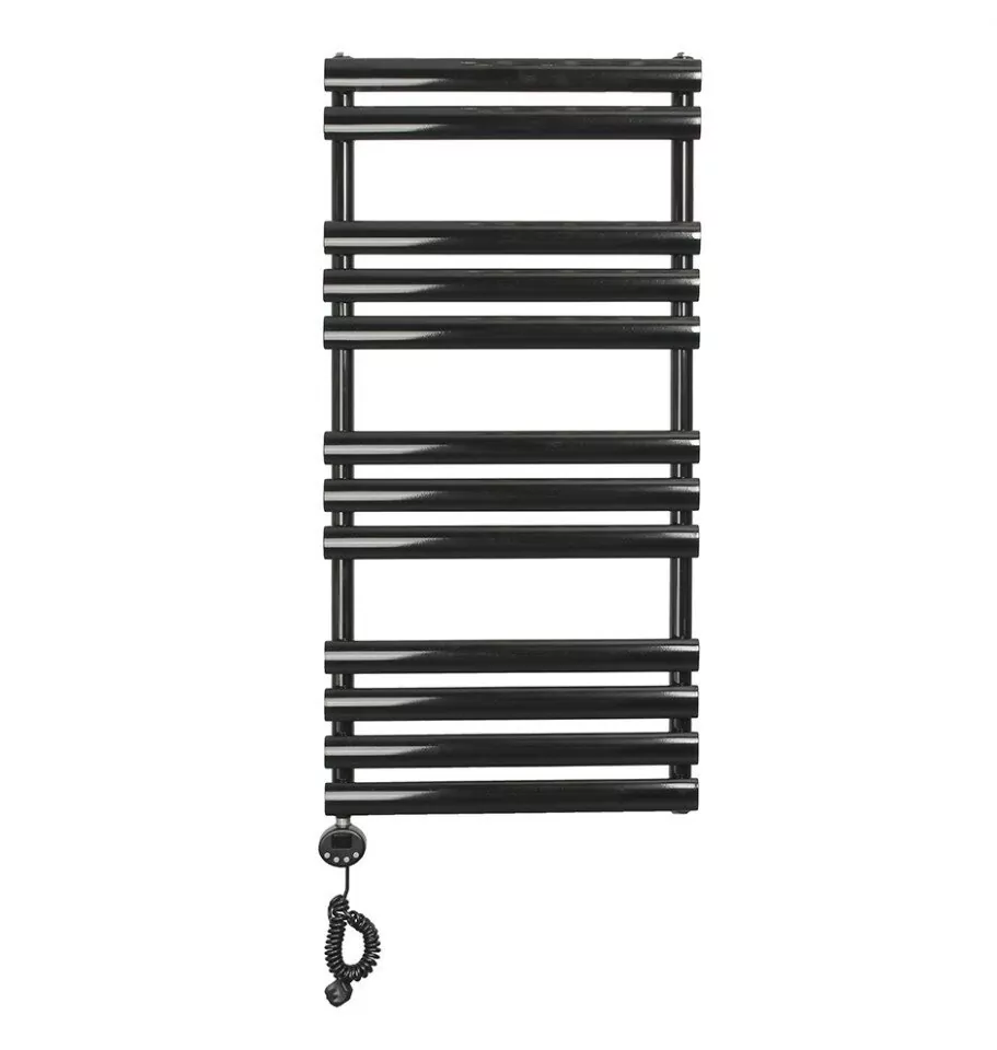 Полотенцесушитель электрический Domoterm Альфа П12 500х1130 EL левый, черный матовый