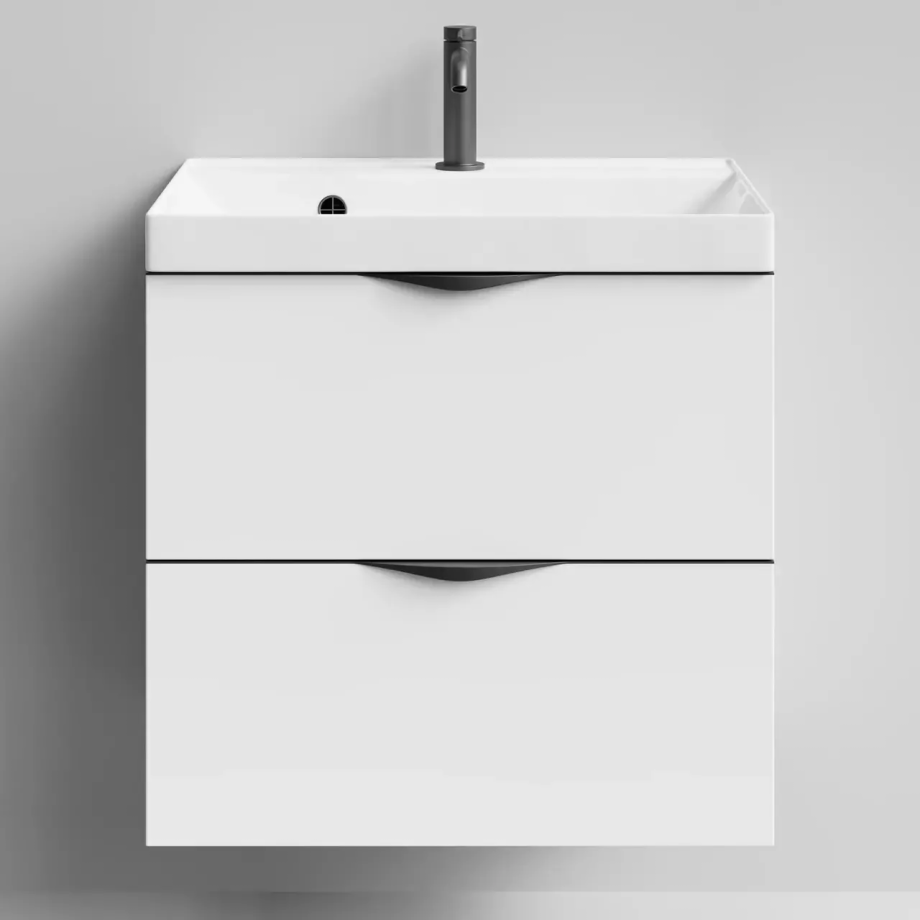 Тумба подвесная Vod-ok Марко 60 с раковиной Classica 60, белая + 13 цветов, ручка хром или черный