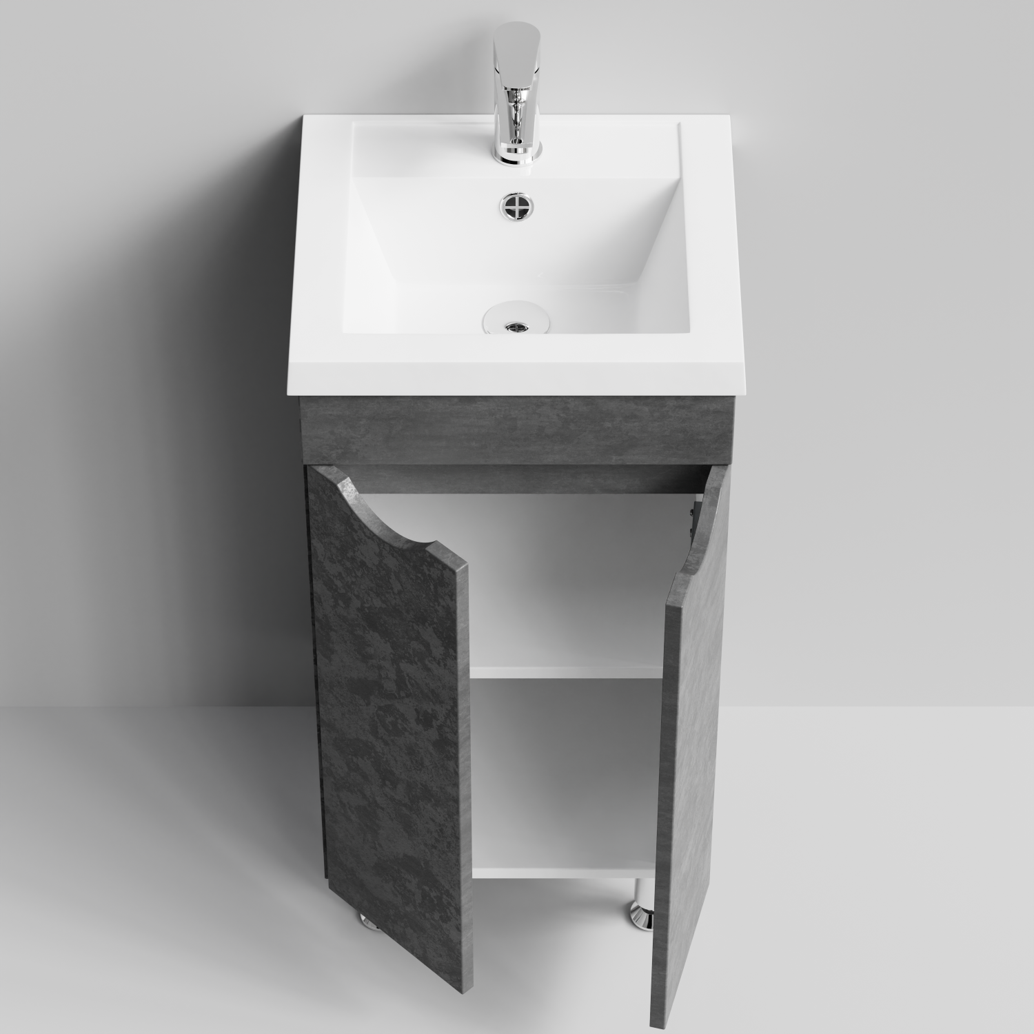 Тумба с раковиной Vod-ok Смайл 40 напольная, Серый камень