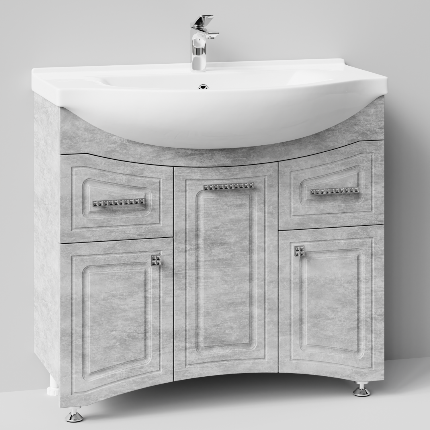 Тумба с раковиной Адам 90 напольная, Горный камень, петли слева