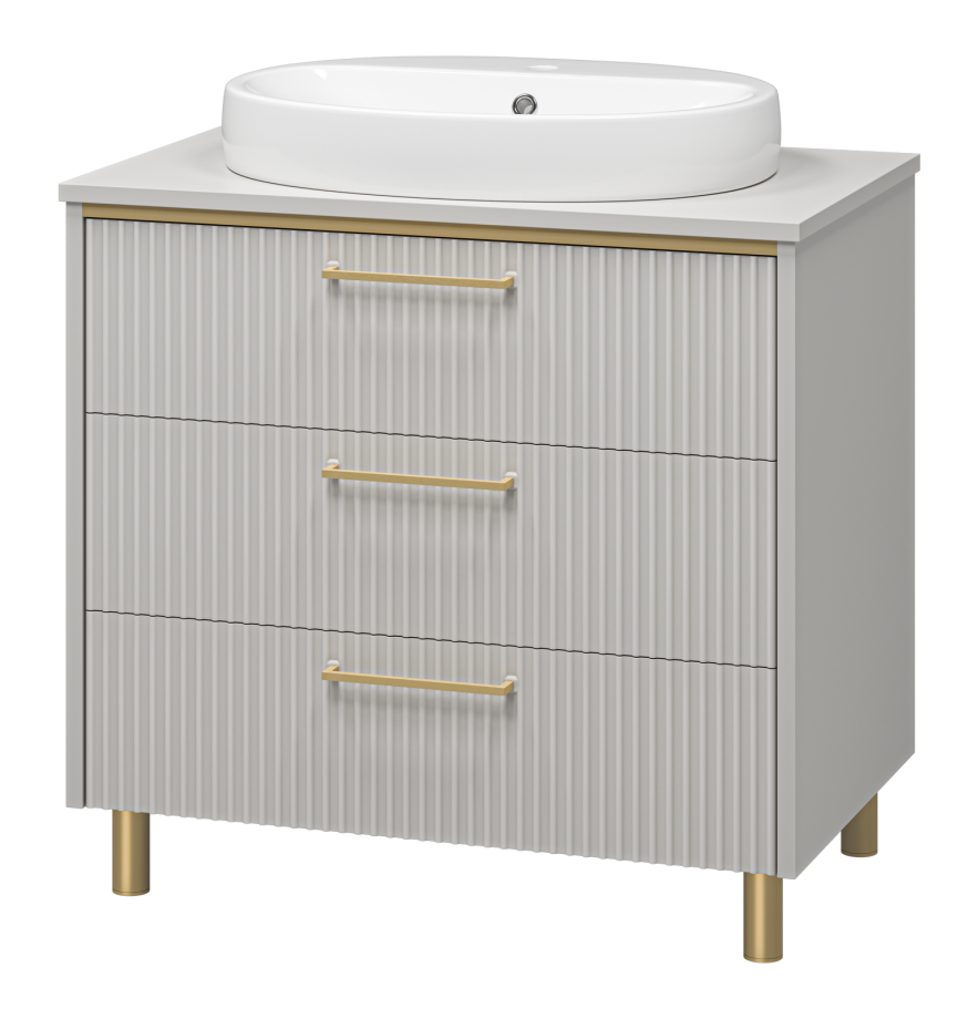 Тумба с раковиной Brevita Elche 80 серый/патина золото