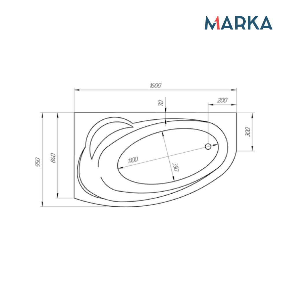Ванна 1Marka JULIANNA 160*95 L Комплект Премиум