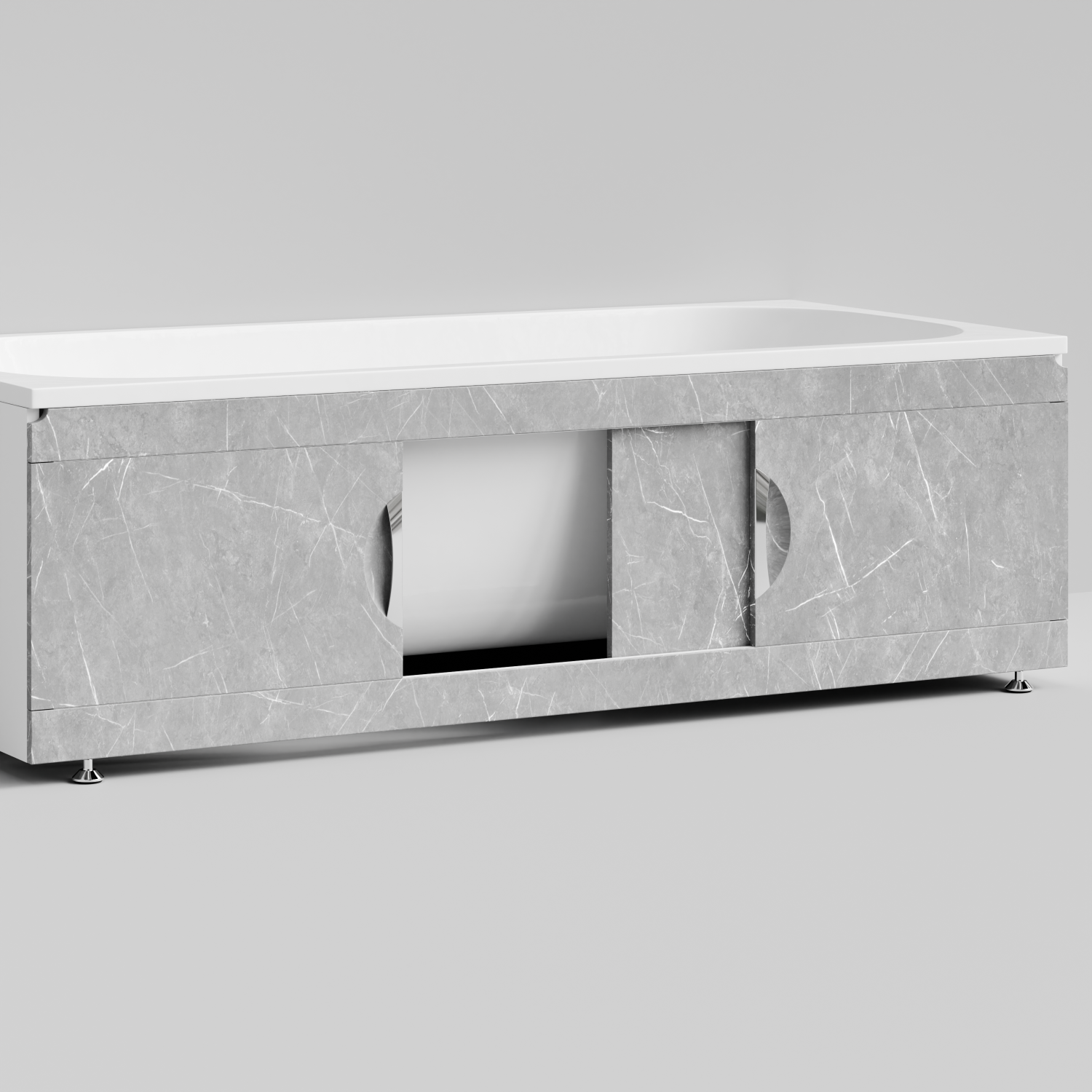 Экран под ванну Vod-ok Топ 180 раздвижной Мрамор Белый софт тач