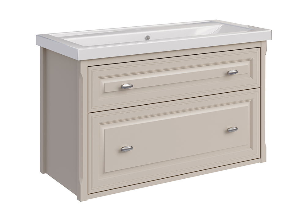 Мебель для ванной ASB Woodline Кастелло 100 комплект, подвесной, бежевый