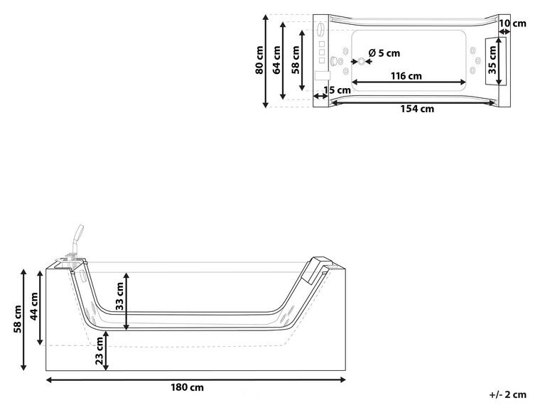 Ванна Ceruttispa C-453A акриловая, гидромассажная (1800x800x580)