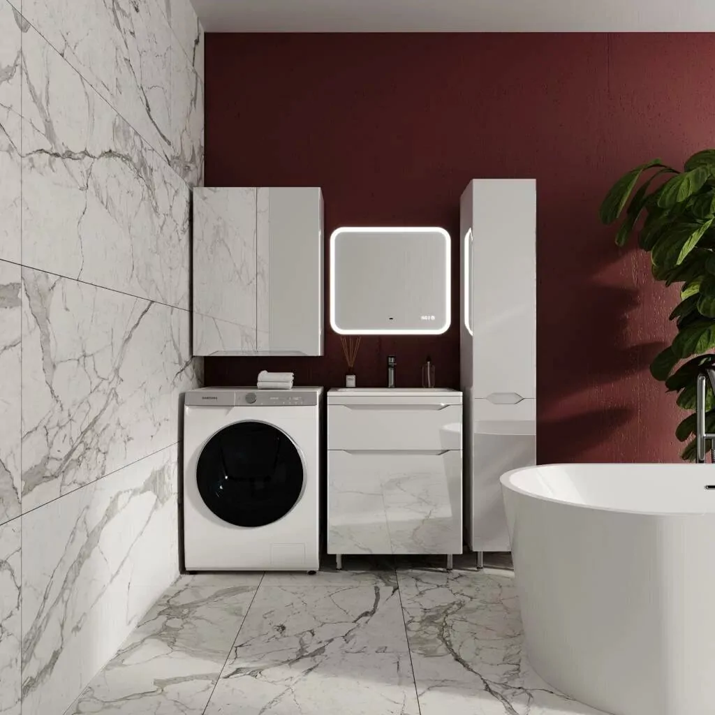 Пенал Style Line Марелла 30 R напольный, с корзиной, белый