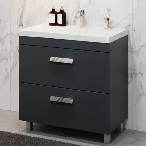 Тумба с раковиной напольная Velvex Orlando tn.ORL.CLA.80.2Y графит, 80 см