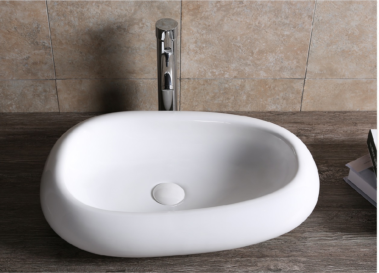 Раковина Ceruttispa CR7041B накладная, белая, асимметричная 600х400х150