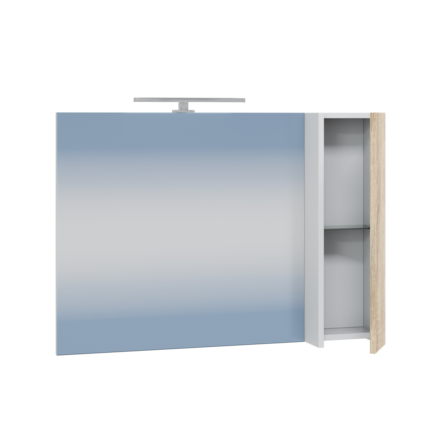 Зеркало со шкафчиком Санта Меркурий 90 L/R свет, универсальное, янтарный/белый матовый