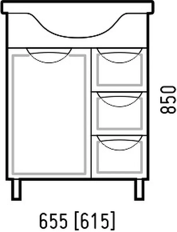Тумба с раковиной Corozo Монро 65 Z3 напольная, белая