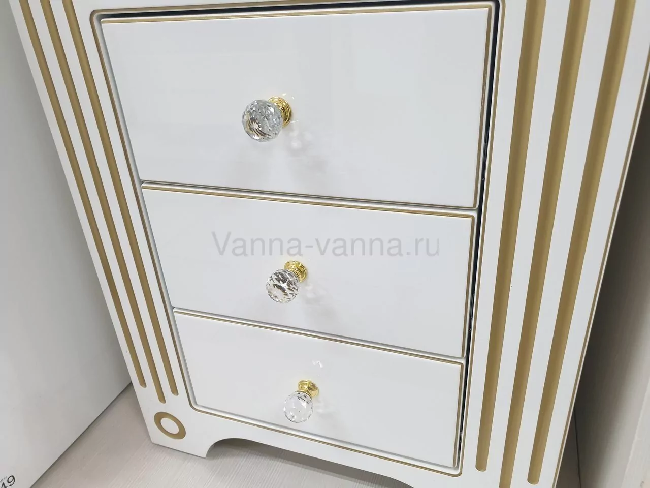 Пенал Vod-ok Elite Версаль 50 H152 L/R напольный, 1 дверь, белый, патина серебро/золото